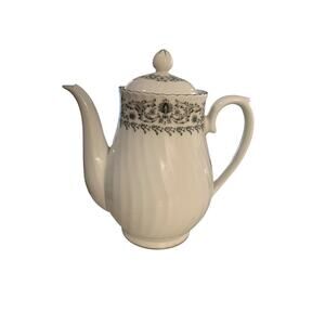 Vintage Jie Pai Gray Flowers TeaPot Made In China CX123 Discontinued Circa 1985